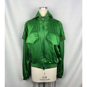 Tom Ford Satin Insert Shoulder Zip-Up Jacket Emerald Green Size 38 IT, US S
